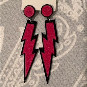 Pink Lightning Thunderbolt Earrings
